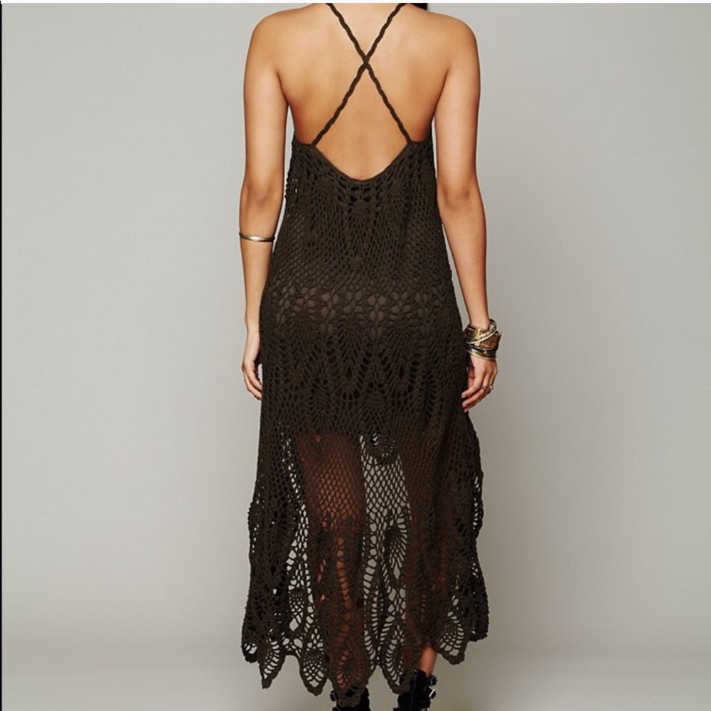 FREE PEOPLE RARE BLACK CROCHET BELLA DONNA DRESS - Picture 2 of 8